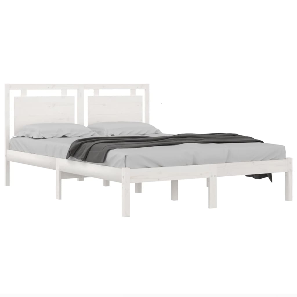 Cadre de lit sans matelas blanc 200x200 cm bois massif - XIOS