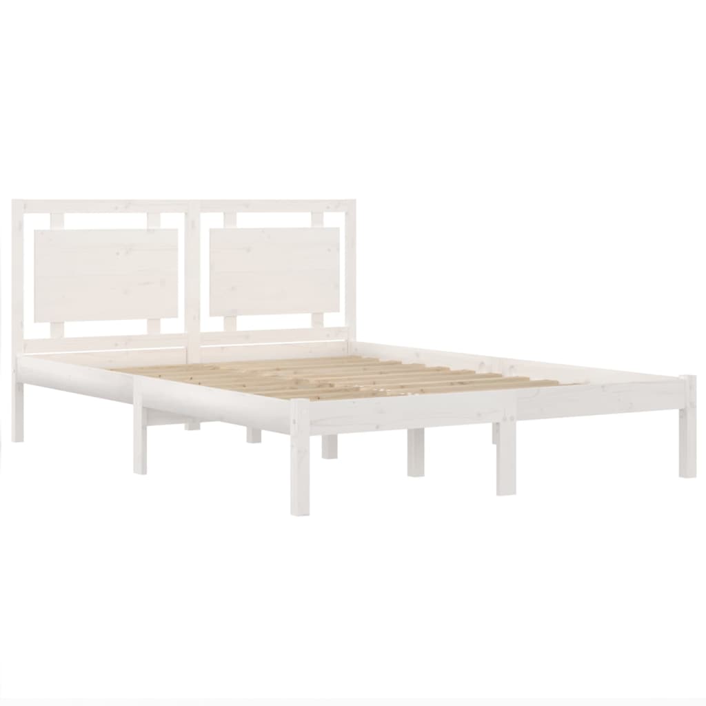 Cadre de lit sans matelas blanc 200x200 cm bois massif - XIOS