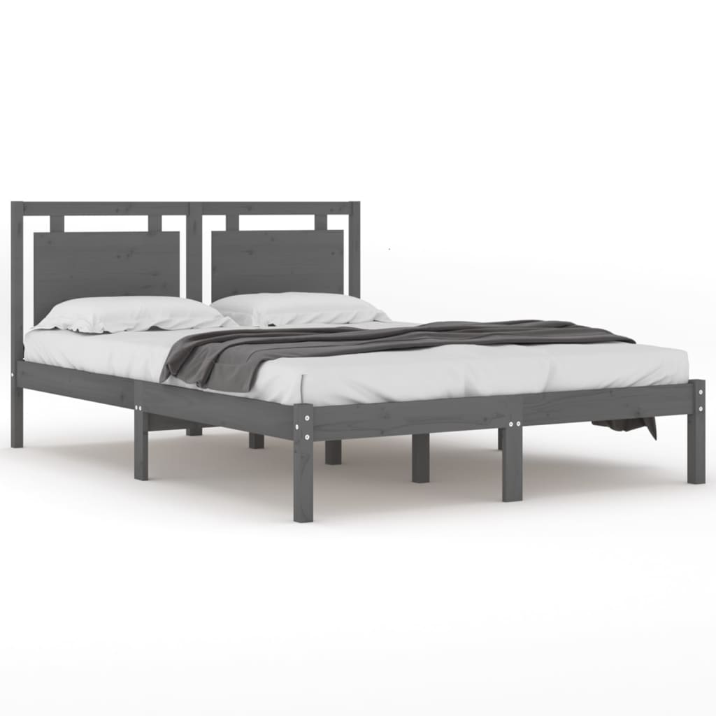 Cadre de lit sans matelas gris 200x200 cm bois massif - XIOS