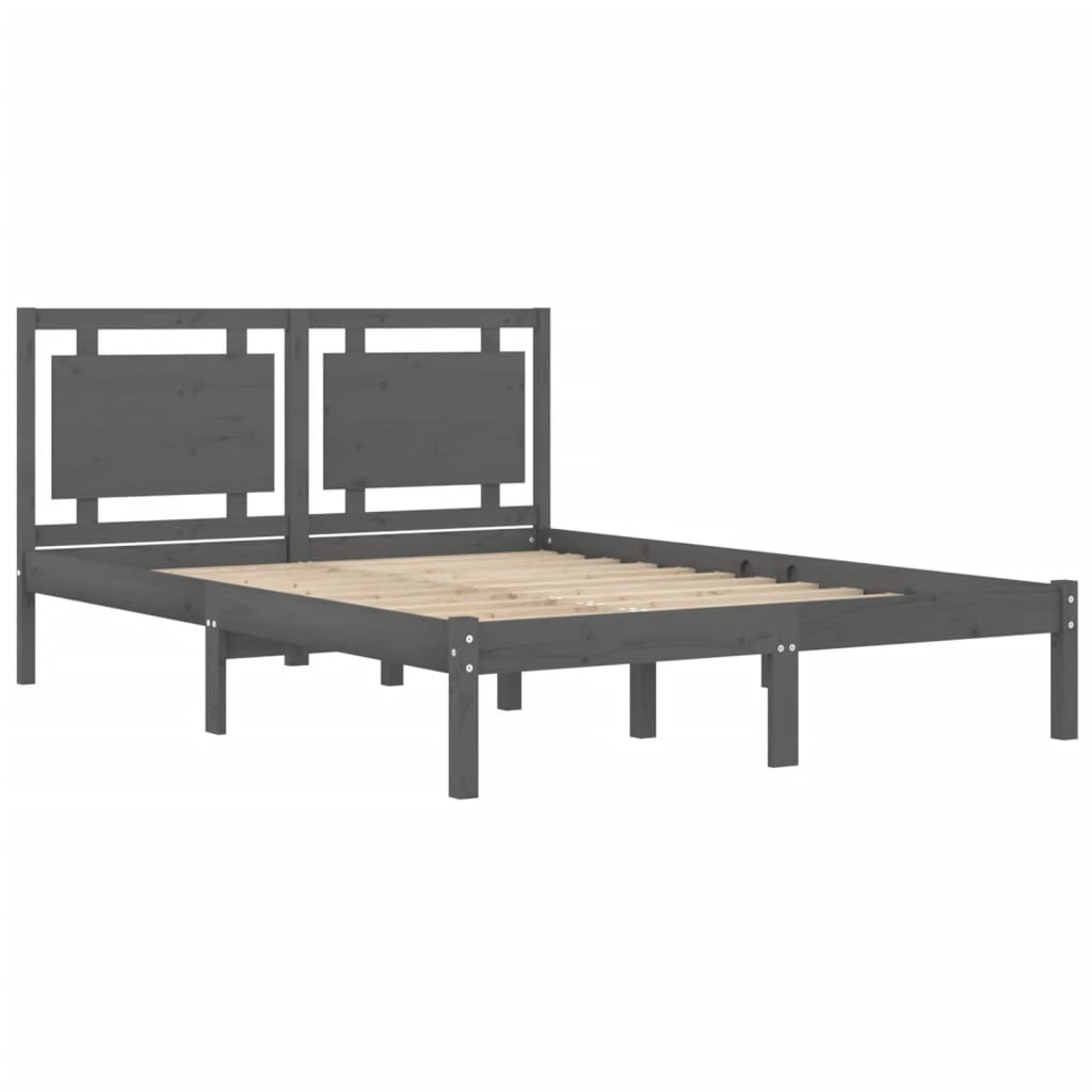 Cadre de lit sans matelas gris 200x200 cm bois massif - XIOS