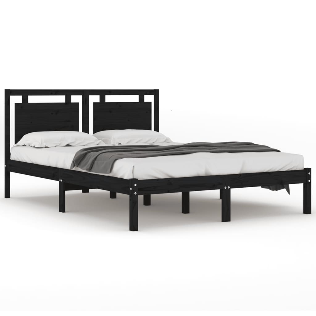 Cadre de lit sans matelas noir 200x200 cm bois massif - XIOS