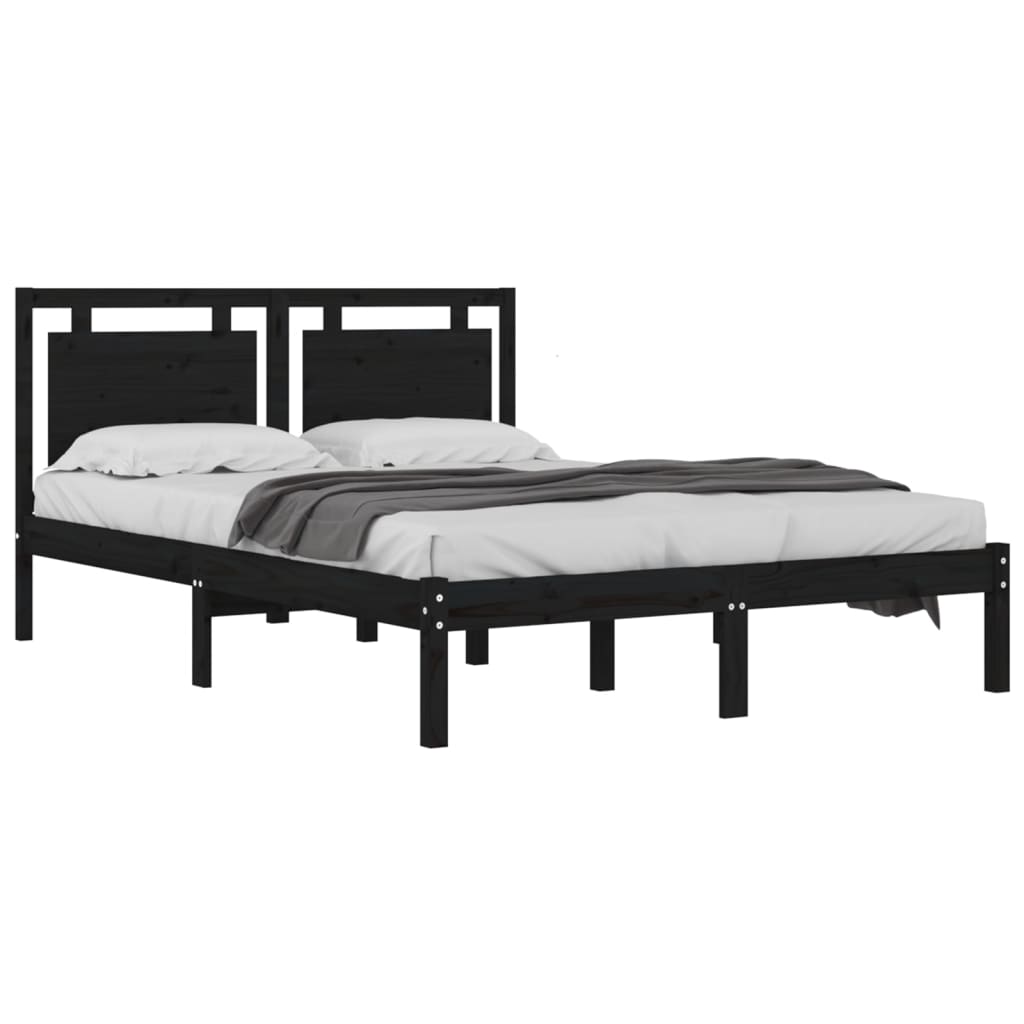 Cadre de lit sans matelas noir 200x200 cm bois massif - XIOS