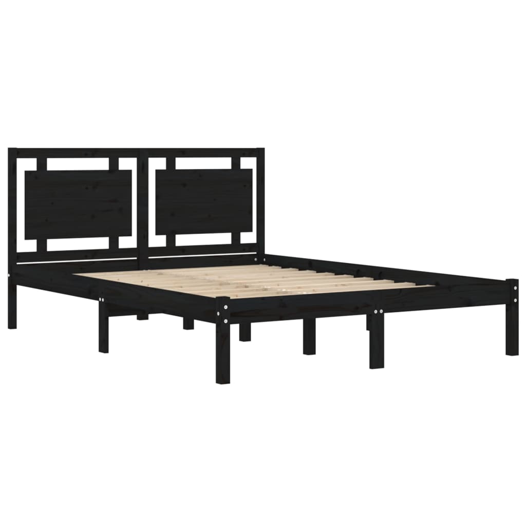 Cadre de lit sans matelas noir 200x200 cm bois massif - XIOS