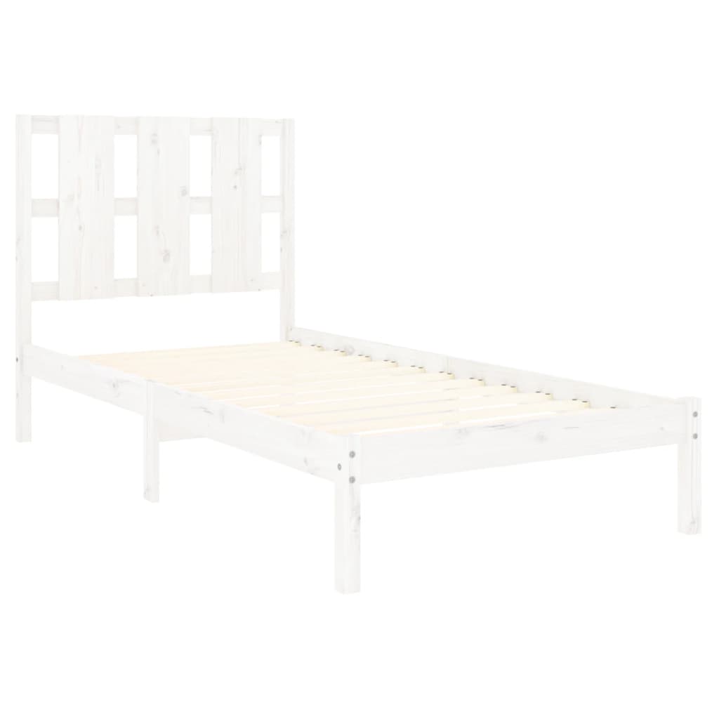 Cadre de lit sans matelas blanc 90x190 cm bois massif - XIOS