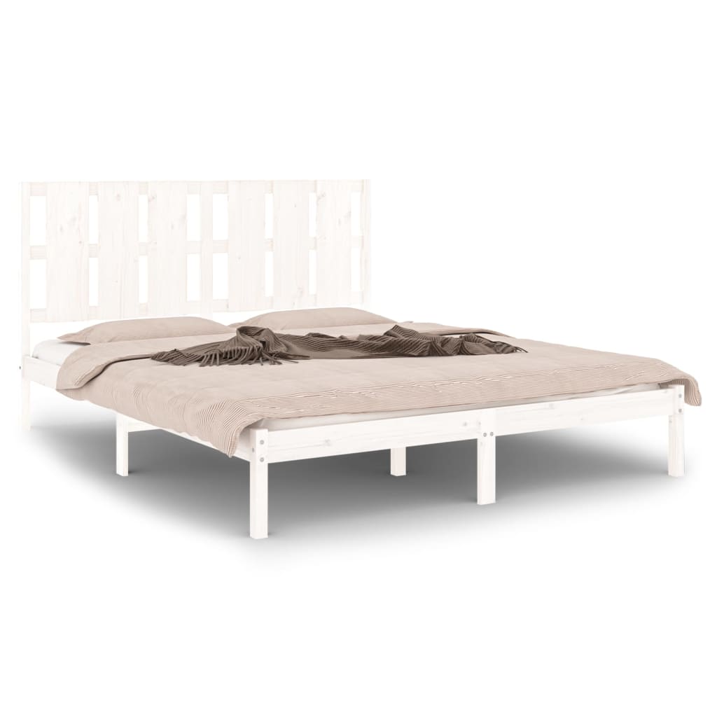 Cadre de lit sans matelas blanc 150x200 cm bois massif - XIOS