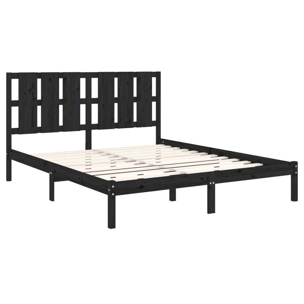 Cadre de lit sans matelas noir 150x200 cm bois massif - XIOS