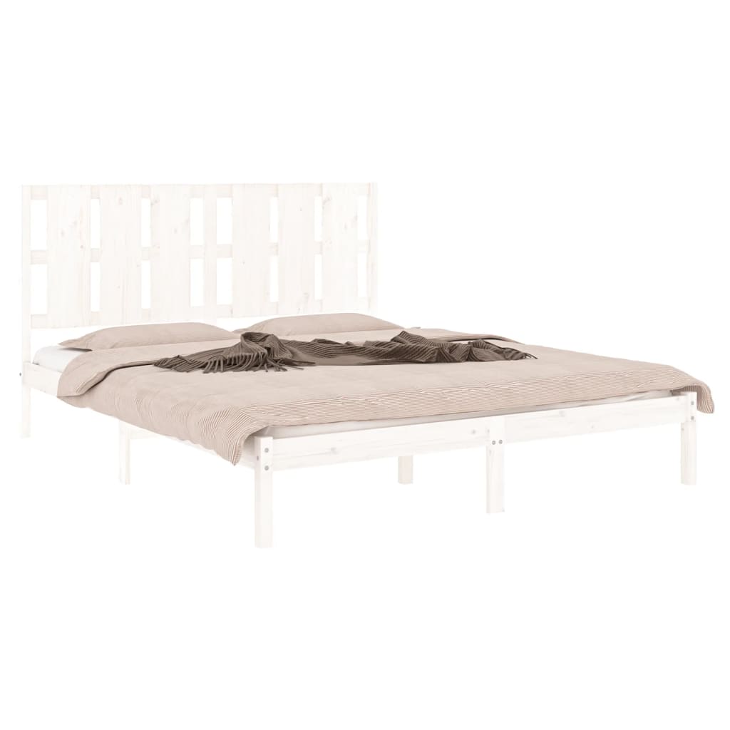 Cadre de lit sans matelas blanc 160x200 cm bois de pin massif - XIOS