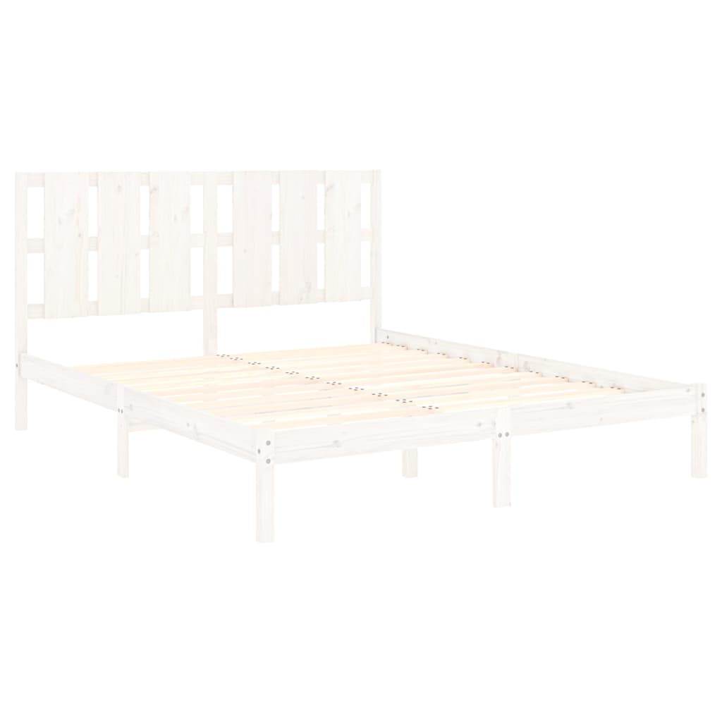 Cadre de lit sans matelas blanc 160x200 cm bois de pin massif - XIOS