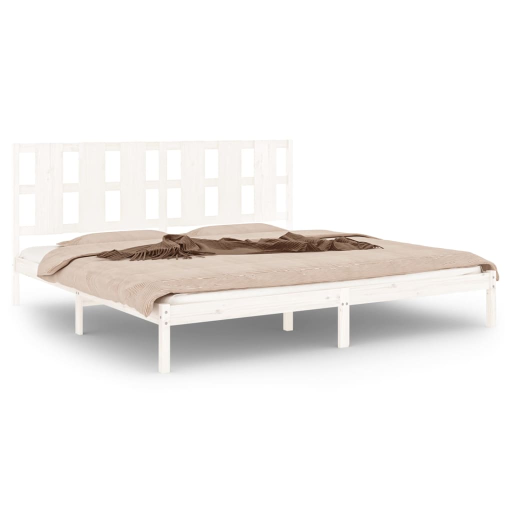 Cadre de lit sans matelas blanc 180x200 cm bois massif - XIOS