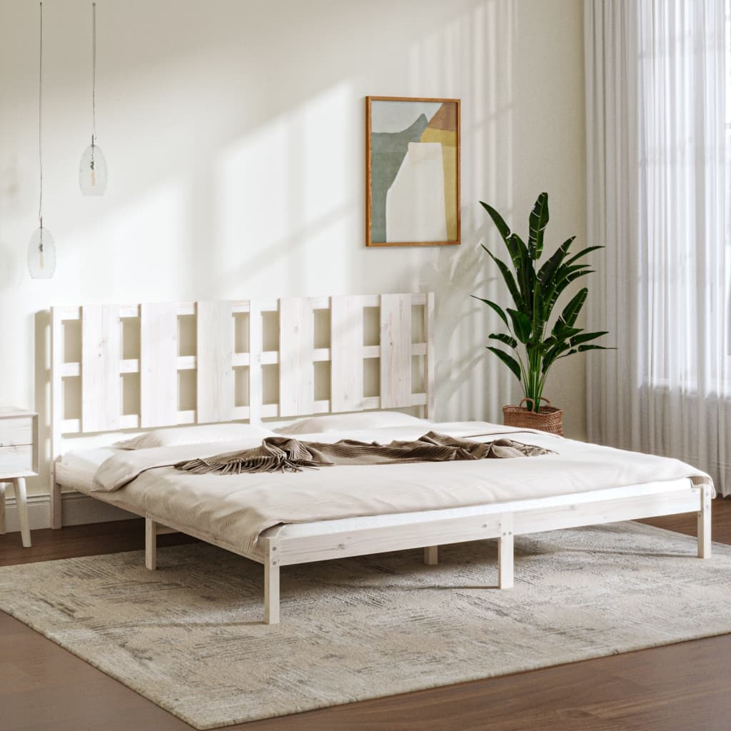 Cadre de lit sans matelas blanc 180x200 cm bois massif - XIOS