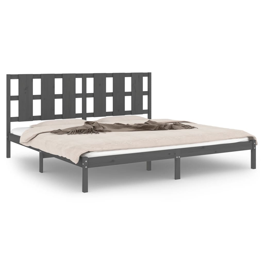 Cadre de lit sans matelas gris 200x200 cm bois massif de pin - XIOS