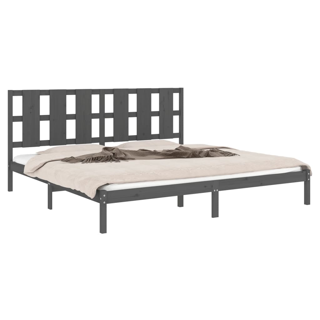 Cadre de lit sans matelas gris 200x200 cm bois massif de pin - XIOS