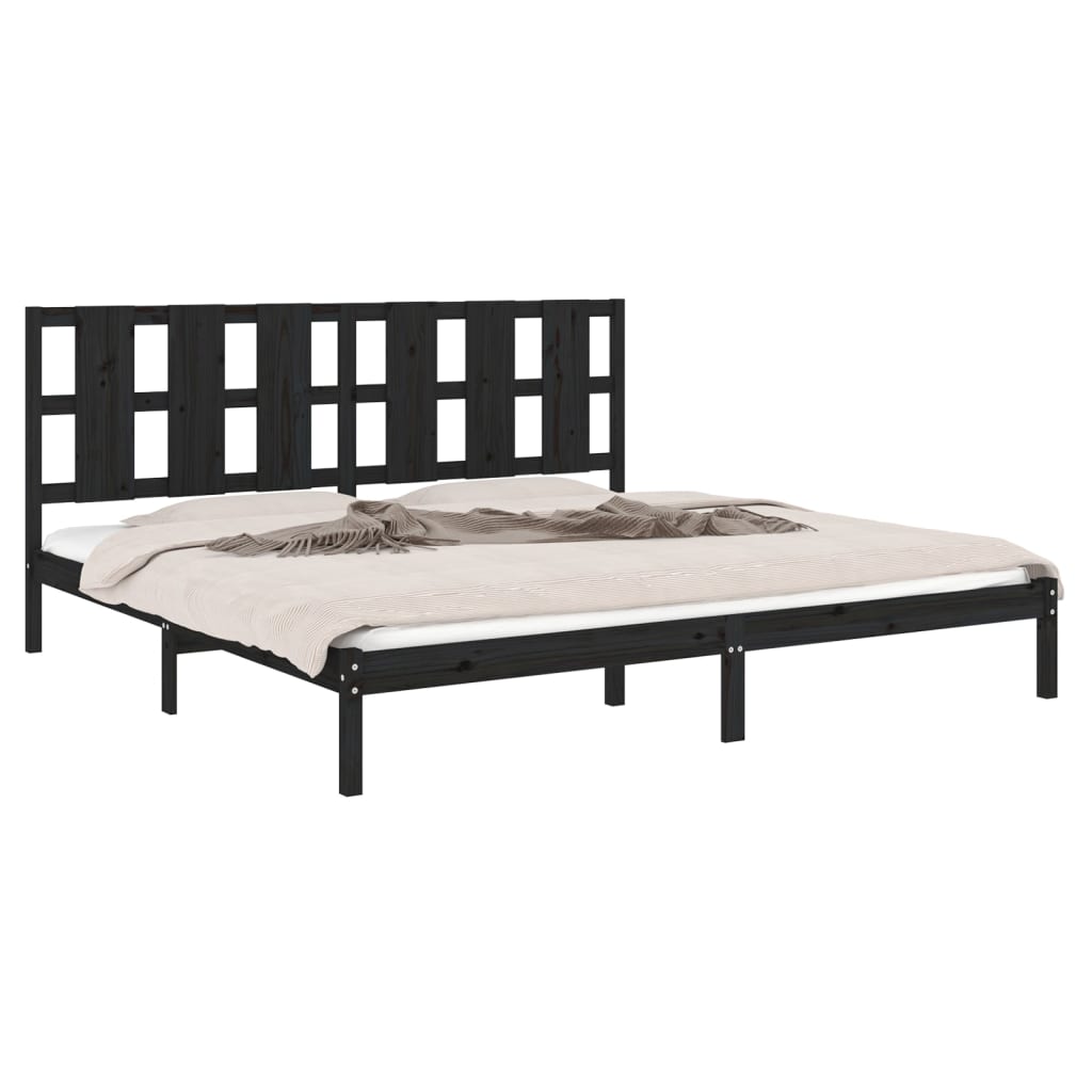 Cadre de lit sans matelas noir 200x200 cm bois massif de pin - XIOS