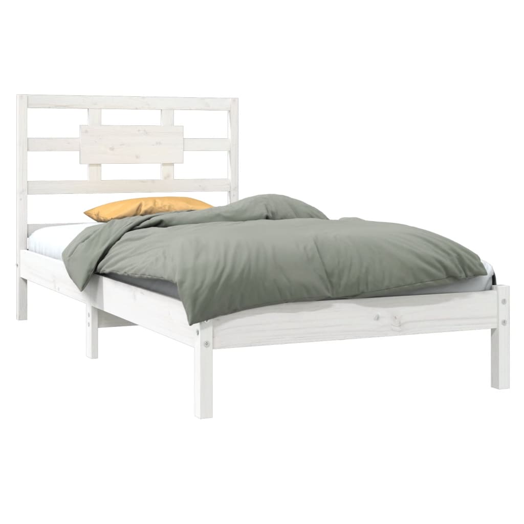 Cadre de lit sans matelas blanc 90x190 cm bois massif - XIOS