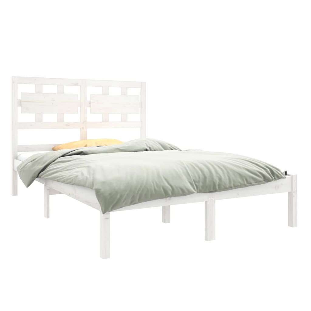 Cadre de lit sans matelas blanc 120x190 cm bois massif - XIOS