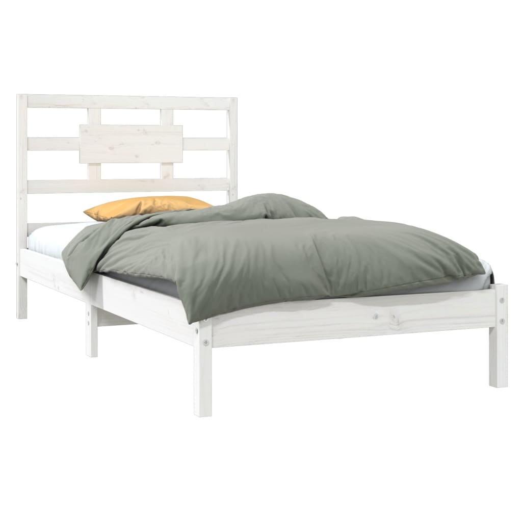 Cadre de lit sans matelas blanc 90x200 cm bois massif - XIOS