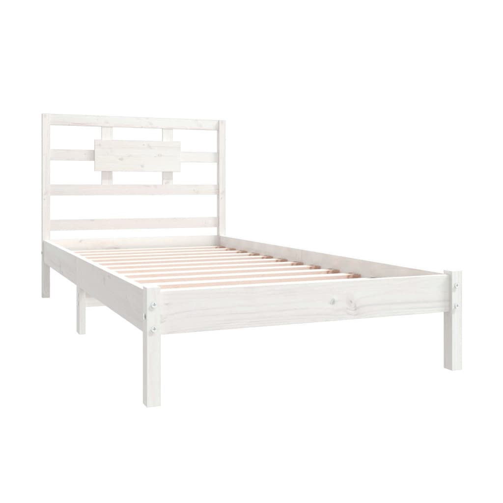 Cadre de lit sans matelas blanc 90x200 cm bois massif - XIOS