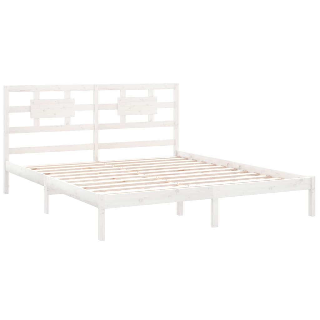 Cadre de lit sans matelas blanc 180x200 cm bois massif - XIOS