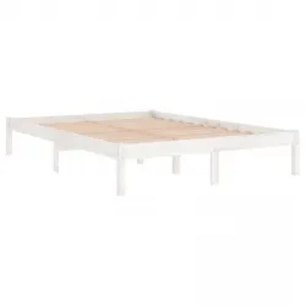 Cadre de lit sans matelas blanc 180x200 cm bois massif - XIOS