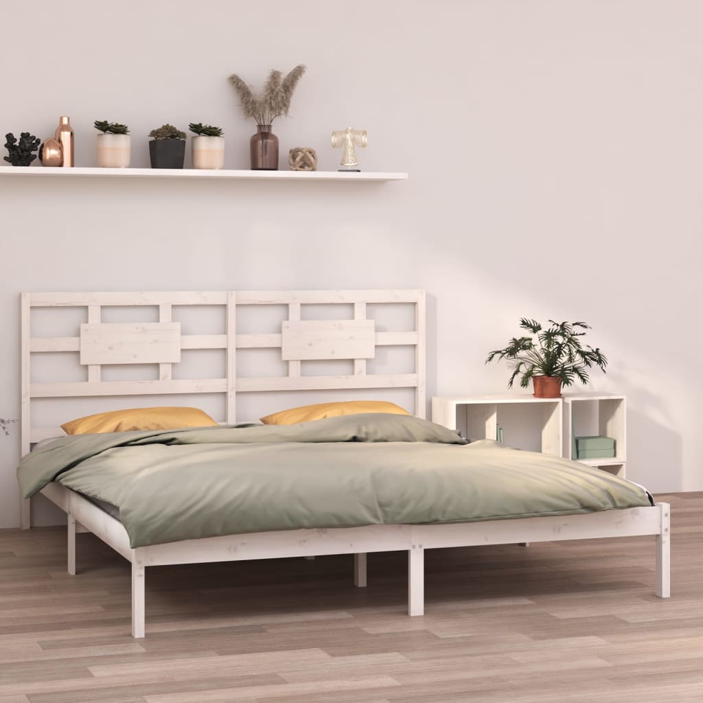 Cadre de lit sans matelas blanc 180x200 cm bois massif - XIOS