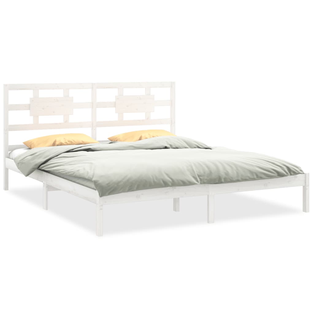 Cadre de lit sans matelas blanc 200x200 cm bois massif - XIOS