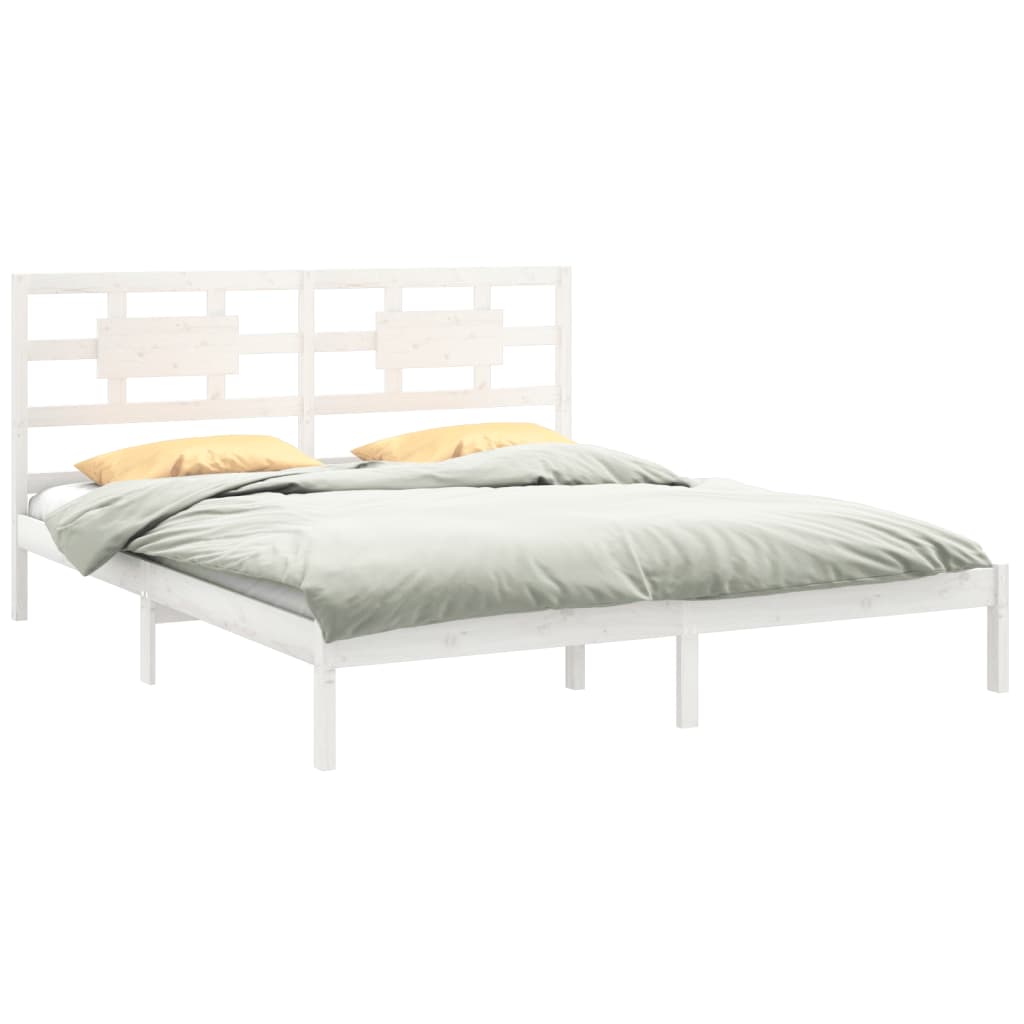 Cadre de lit sans matelas blanc 200x200 cm bois massif - XIOS