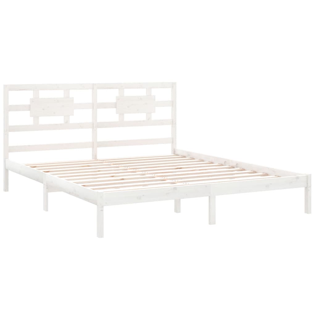 Cadre de lit sans matelas blanc 200x200 cm bois massif - XIOS