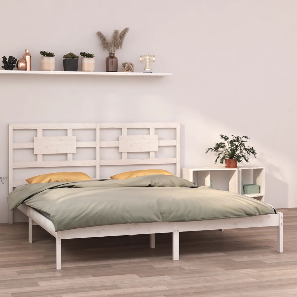 Cadre de lit sans matelas blanc 200x200 cm bois massif - XIOS
