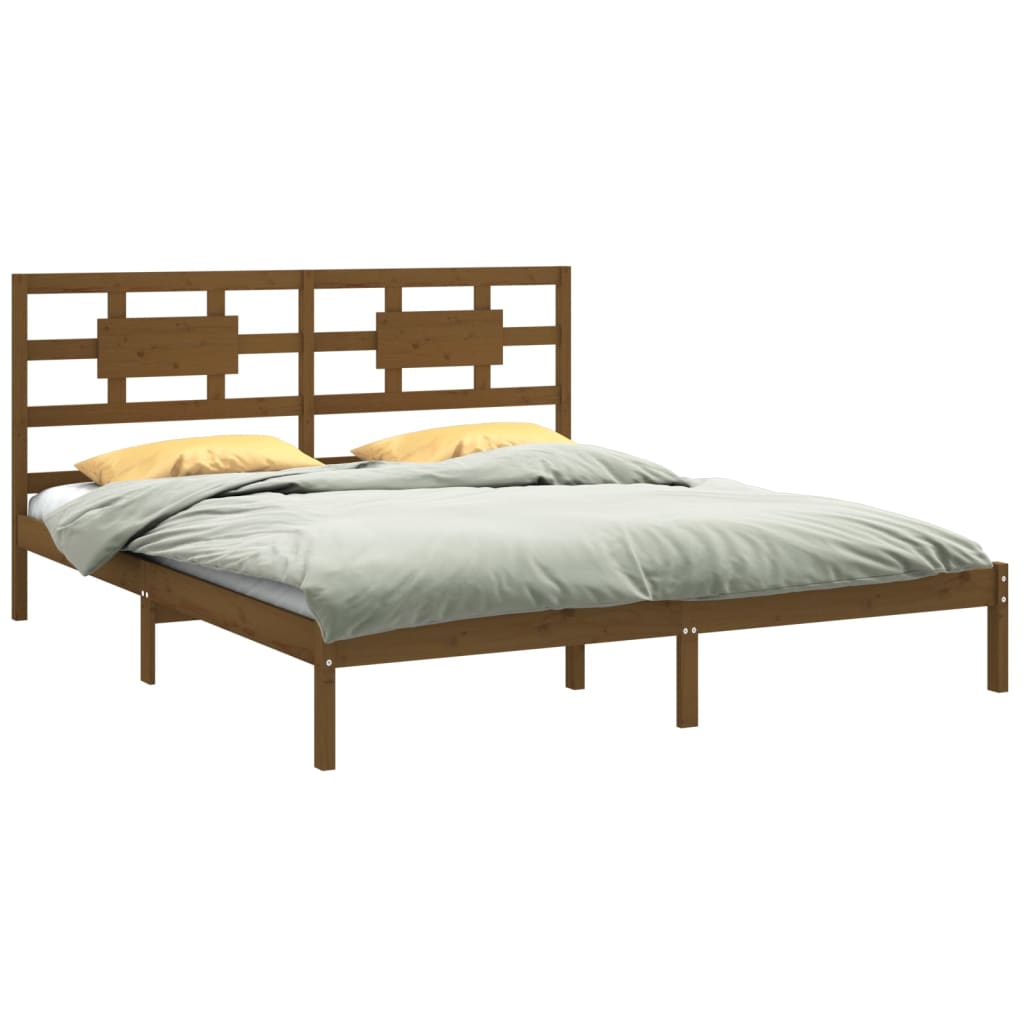 Cadre de lit sans matelas marron miel 200x200 cm bois massif - XIOS