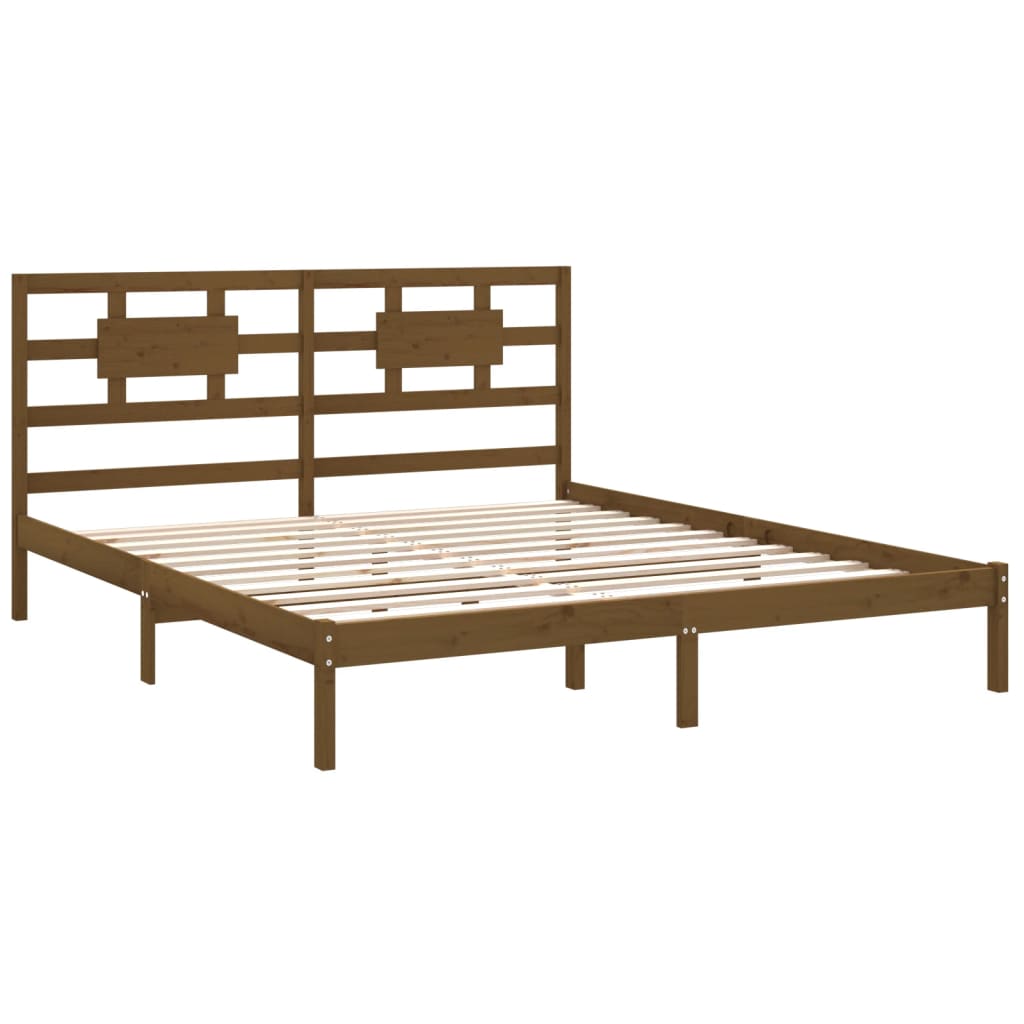 Cadre de lit sans matelas marron miel 200x200 cm bois massif - XIOS