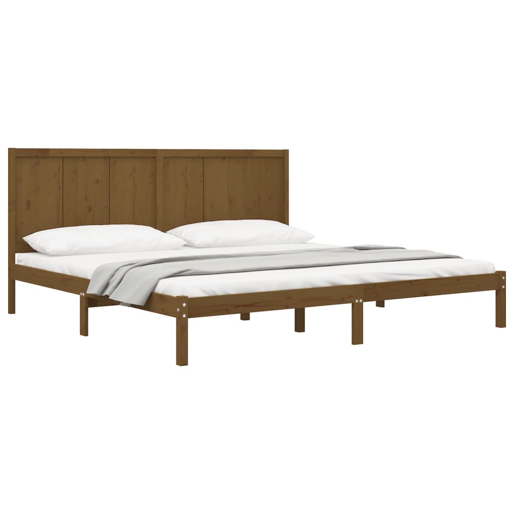Cadre de lit sans matelas marron miel 200x200cm bois pin massif - XIOS