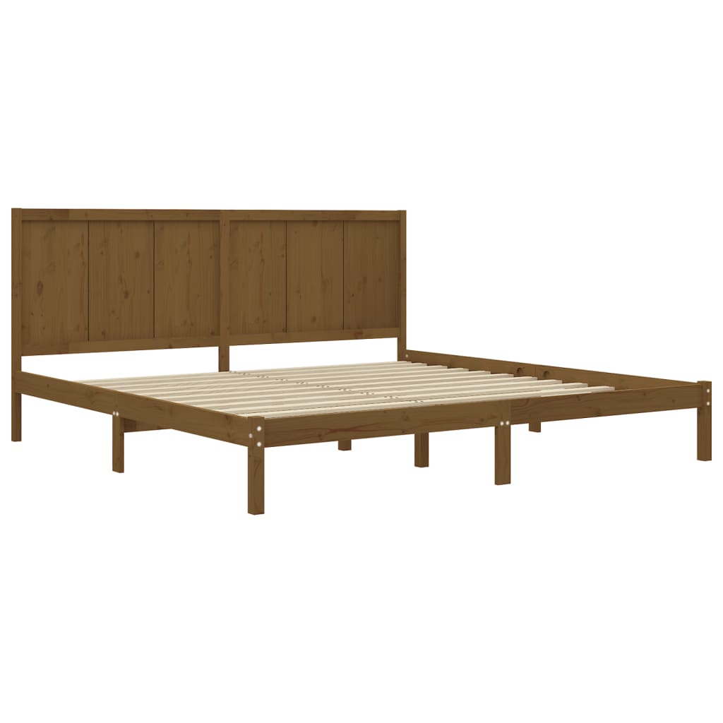 Cadre de lit sans matelas marron miel 200x200cm bois pin massif - XIOS