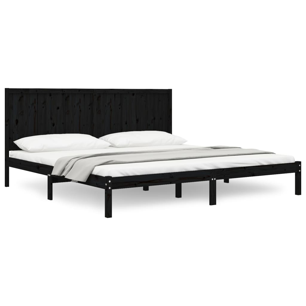 Cadre de lit sans matelas noir 200x200 cm bois massif de pin - XIOS