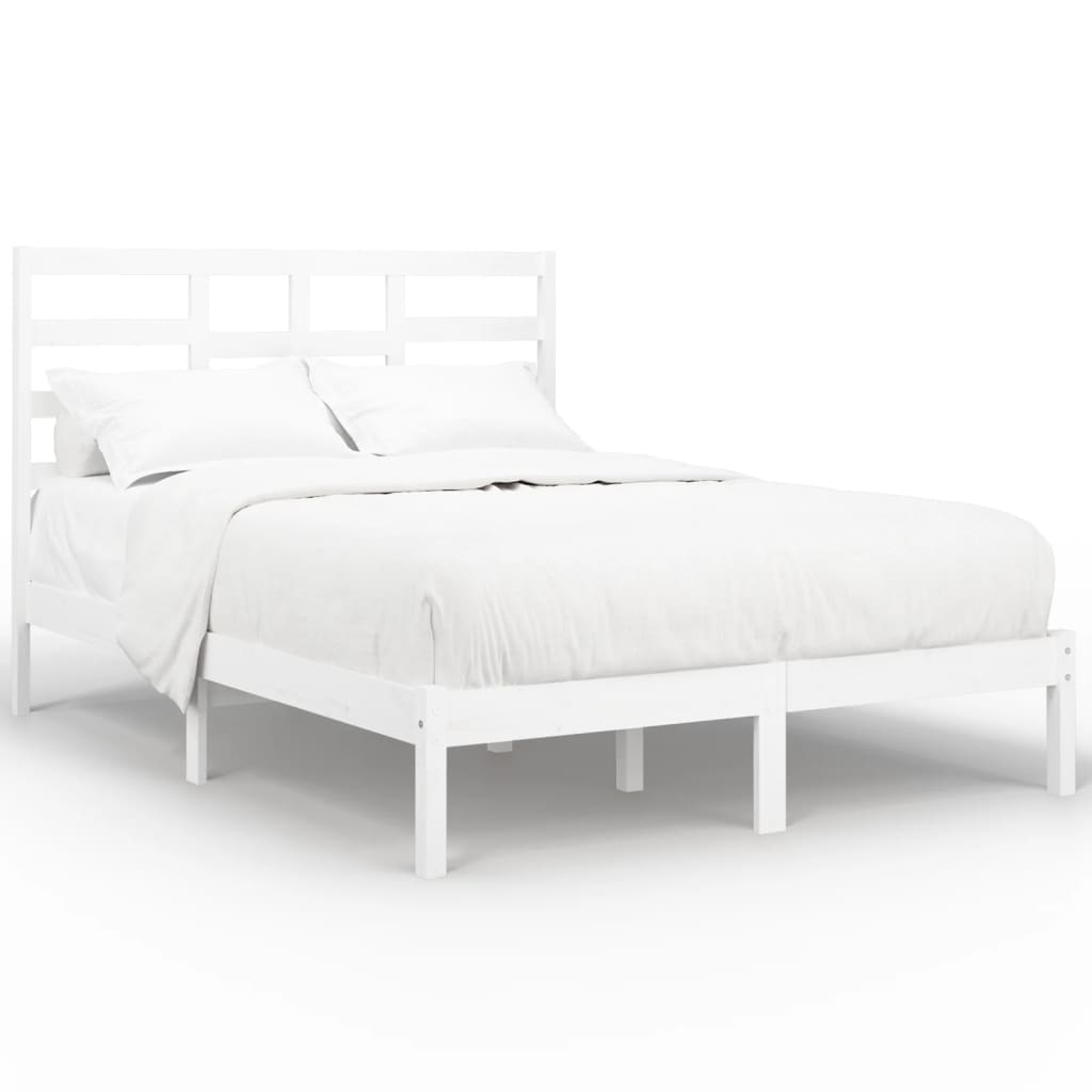 Cadre de lit sans matelas blanc bois massif 140x190 cm - XIOS