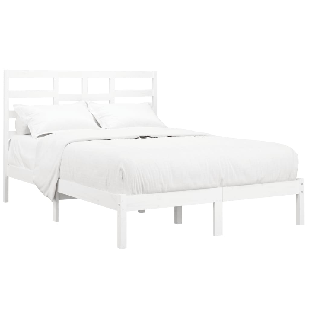 Cadre de lit sans matelas blanc bois massif 140x190 cm - XIOS