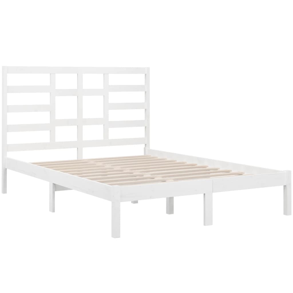 Cadre de lit sans matelas blanc bois massif 140x190 cm - XIOS