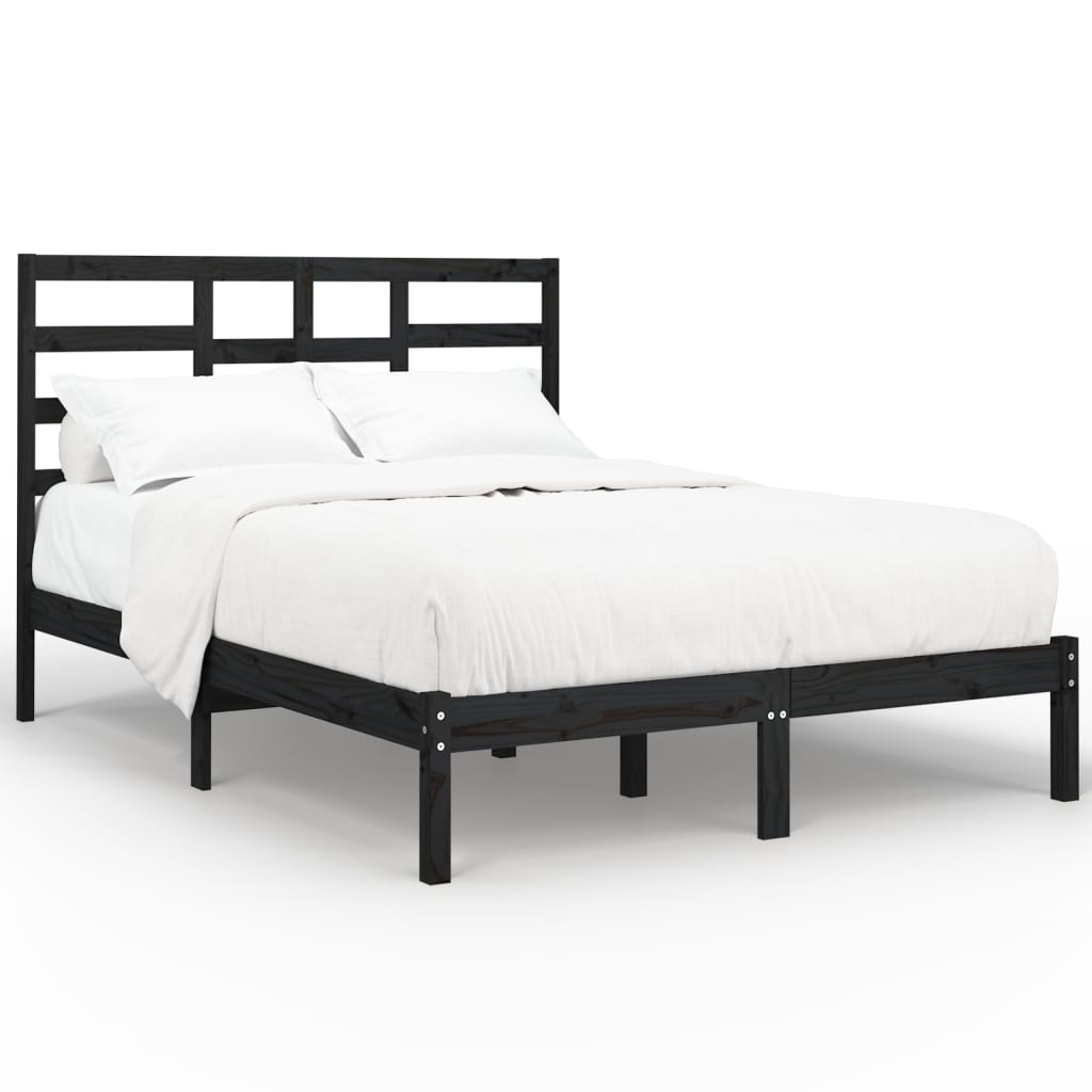 Cadre de lit sans matelas noir bois massif 140x190 cm - XIOS
