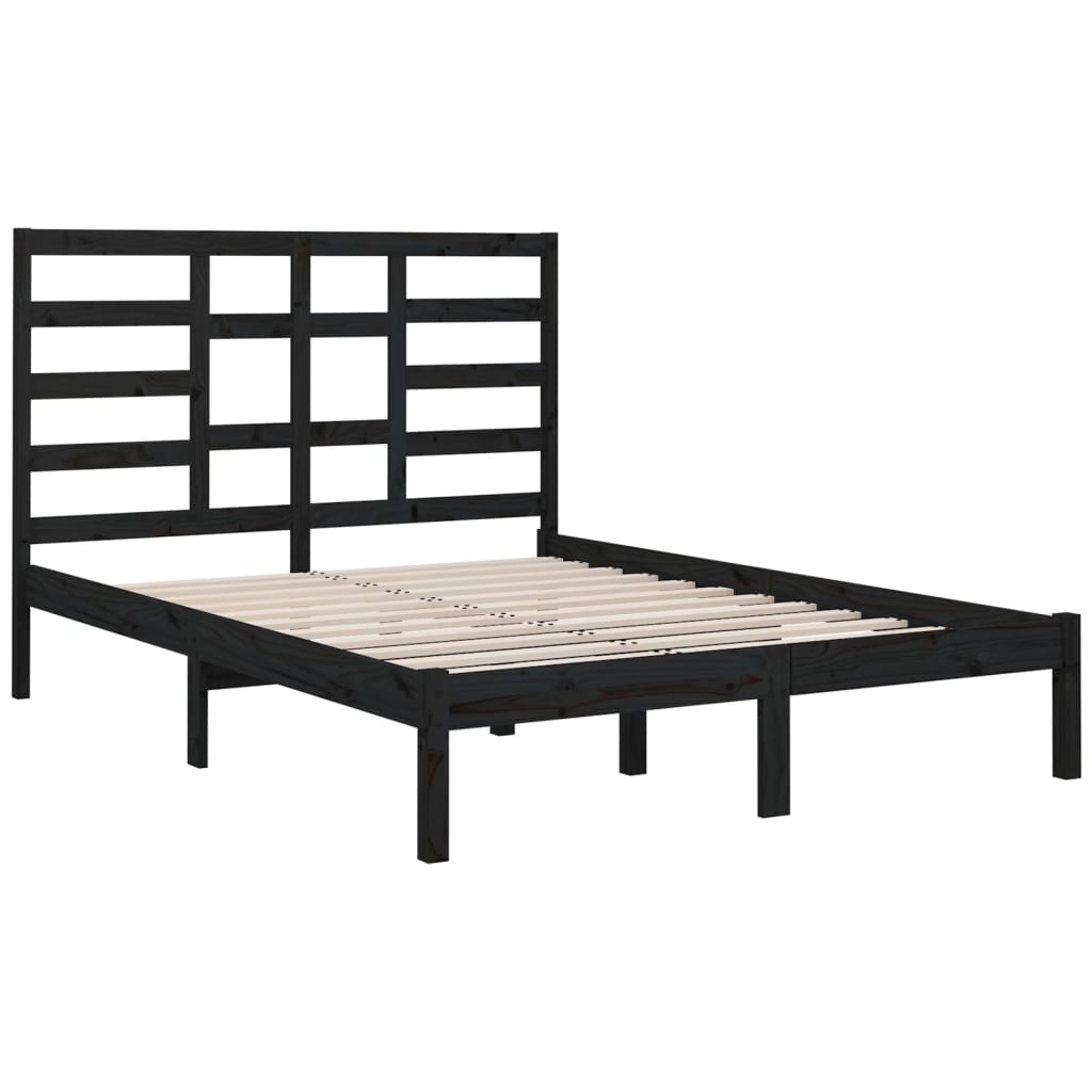 Cadre de lit sans matelas noir bois massif 140x190 cm - XIOS