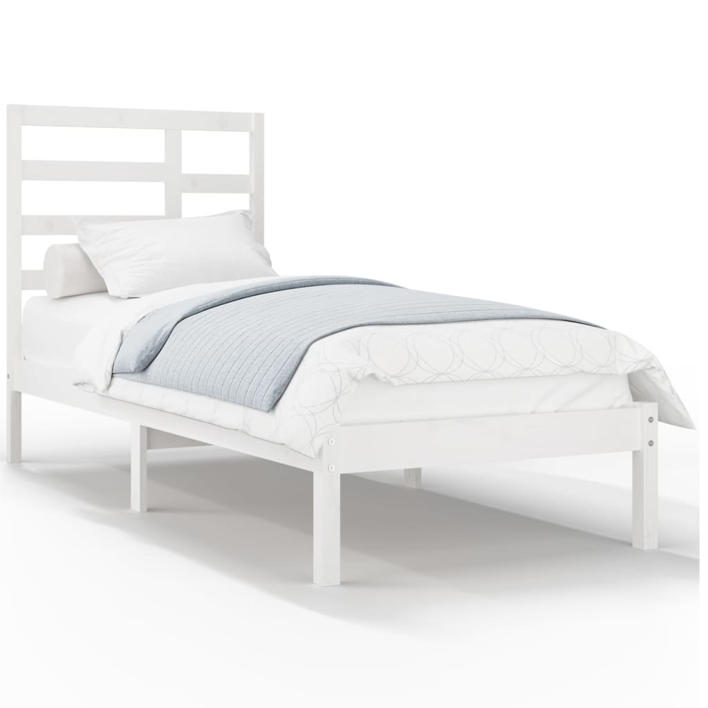 Cadre de lit sans matelas blanc bois massif 100x200 cm - XIOS