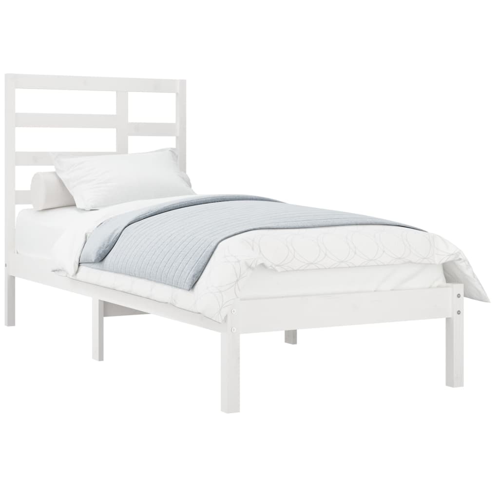 Cadre de lit sans matelas blanc bois massif 100x200 cm - XIOS