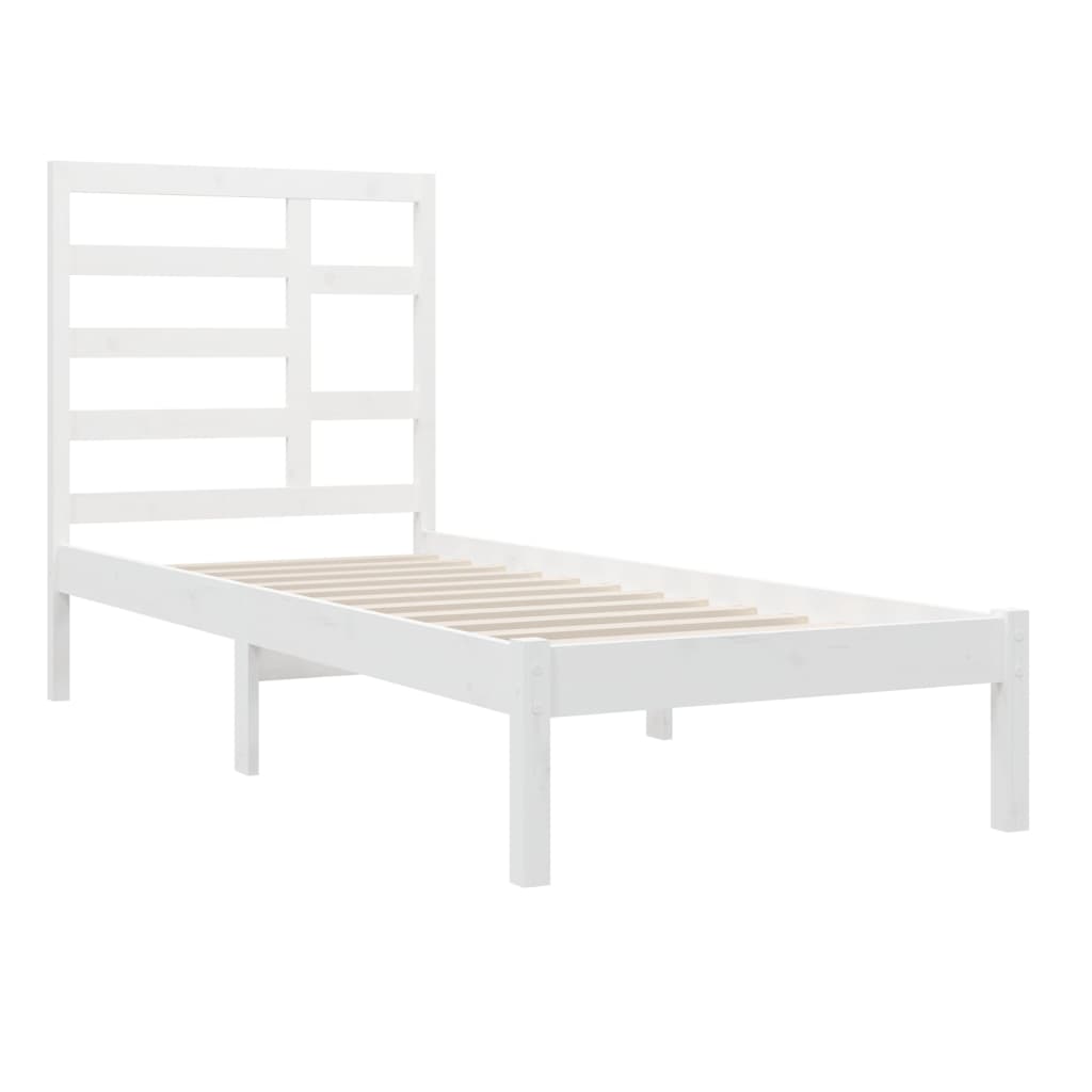 Cadre de lit sans matelas blanc bois massif 100x200 cm - XIOS