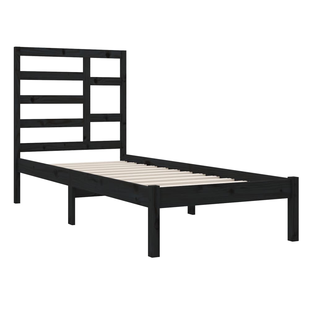 Cadre de lit sans matelas noir bois massif 100x200 cm - XIOS