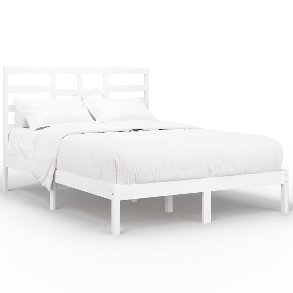 Cadre de lit sans matelas blanc bois massif 160x200 cm - XIOS