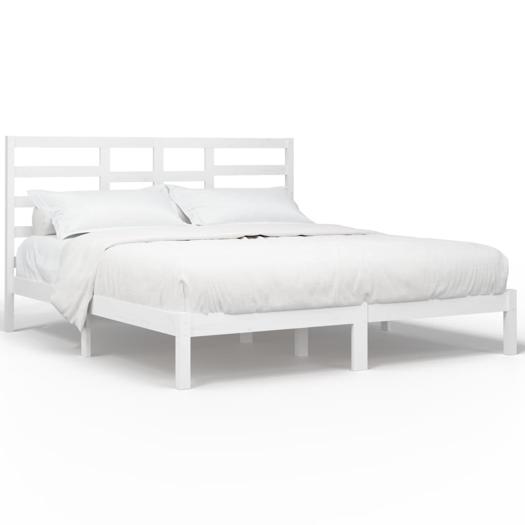 Cadre de lit sans matelas blanc bois massif 200x200 cm - XIOS
