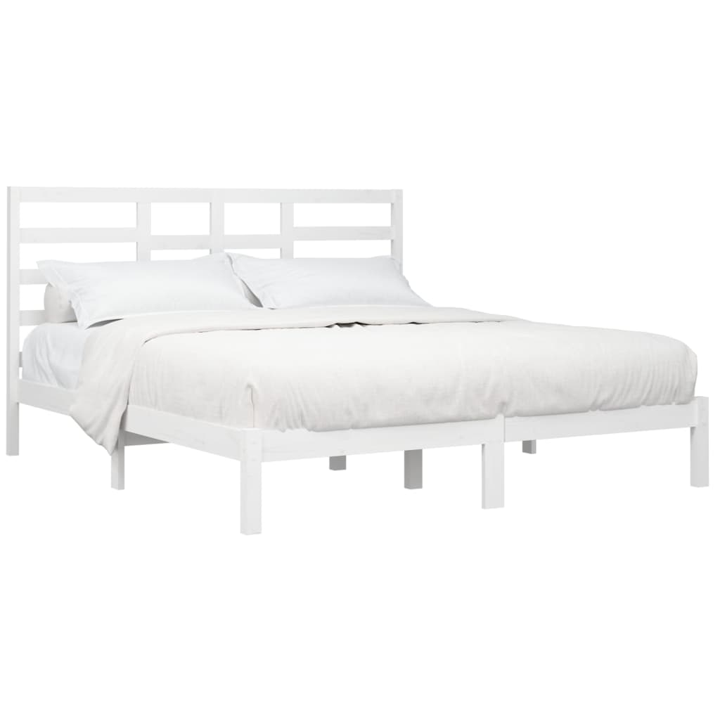 Cadre de lit sans matelas blanc bois massif 200x200 cm - XIOS