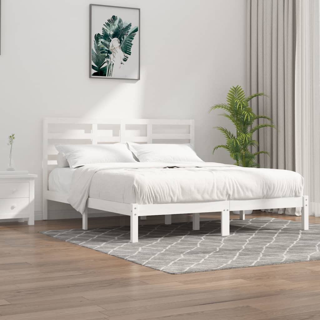 Cadre de lit sans matelas blanc bois massif 200x200 cm - XIOS