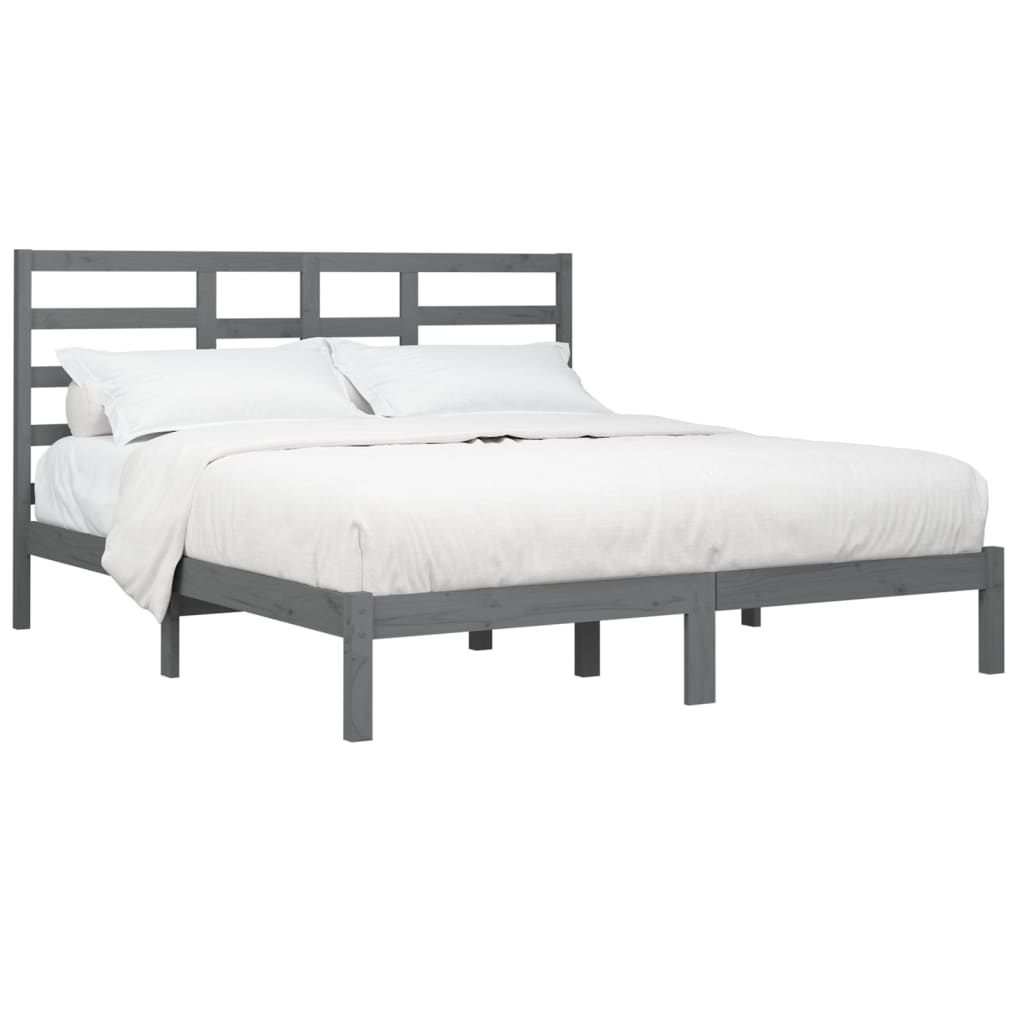 Cadre de lit sans matelas bois massif gris 200x200 cm - XIOS