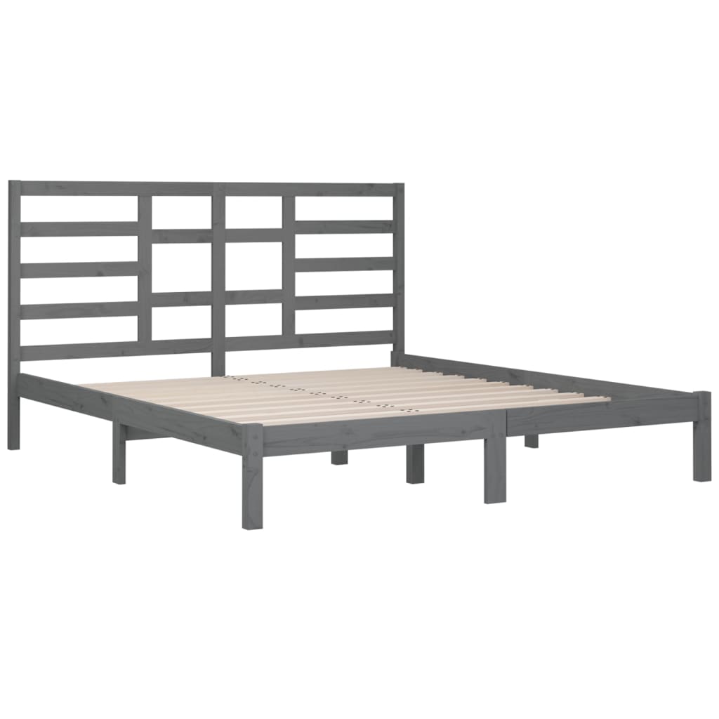 Cadre de lit sans matelas bois massif gris 200x200 cm - XIOS