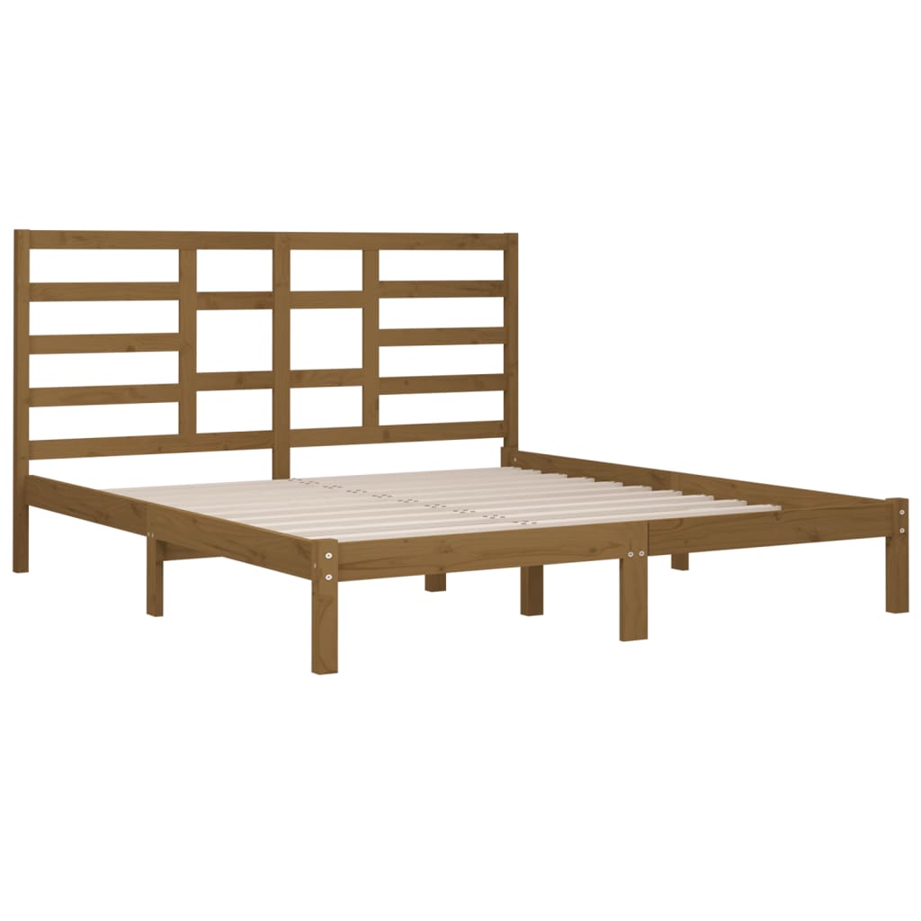 Cadre de lit sans matelas marron miel bois massif 200x200 cm - XIOS