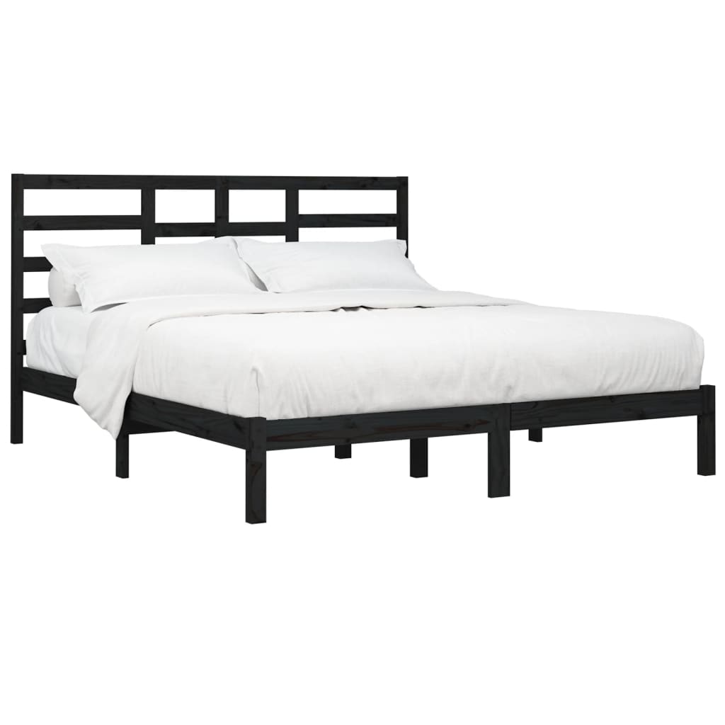 Cadre de lit sans matelas noir bois massif 200x200 cm - XIOS